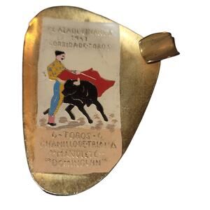 Vintage ashtray bullfight Plaza de LInares Corrida de toros 1947 metal Spain